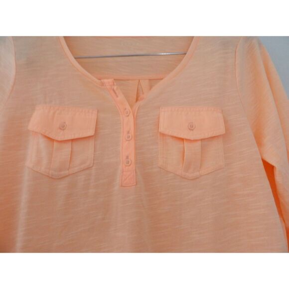Sonoma Peach 3/4 Sleeve Sheer Casual Soft Top | womens Small - Picture 5 of 8